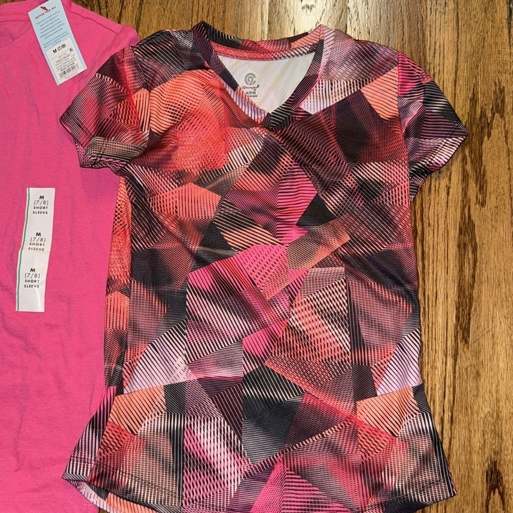 Girls athletic bundle size medium (7/8) pink and black: leggings, shorts, tops - Picture 2 of 6
